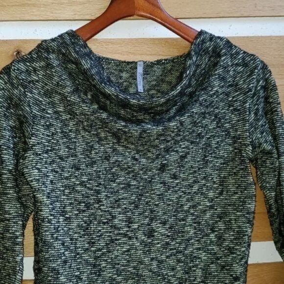 Blue Canoe Organic Green & Black Tweed Scoop Neck Sz S Sweater - Picture 3 of 7